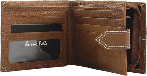 Elegant Tan Leather Wallet with RFID Protection for Men