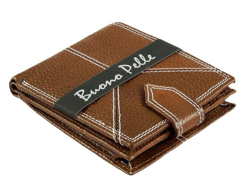Elegant Tan Leather Wallet with RFID Protection for Men