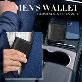 Mens Stylish RFID Blocking Leather Wallet with Ample Card Slots & Gift Box & 2 ID Window