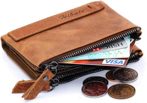 Mens RFID Blocking Leather Wallet with Coin Pocket & Card Holder