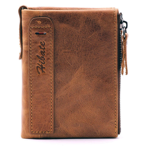 Mens RFID Blocking Leather Wallet with Coin Pocket & Card Holder