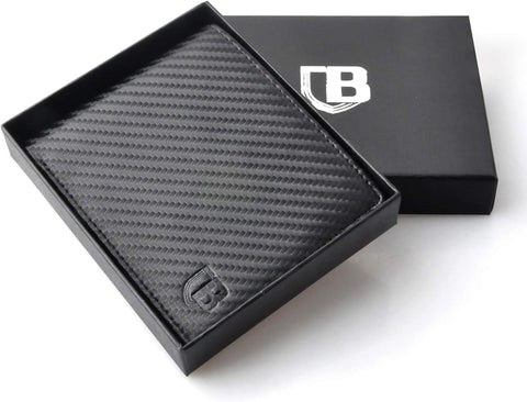 Mens Flip Bifold RFID Blocking Slim Fiber PU Leather Wallet With 2 ID Window