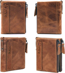 Mens RFID Blocking Leather Wallet with Coin Pocket & Card Holder