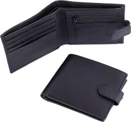 Mens Full Grain RFID Blocking and Stylish Compact Leather Wallet With Tab Closure, 9 Card Slots