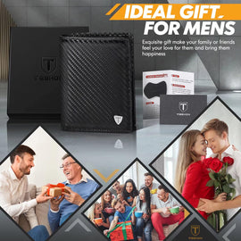 Mens Carbon Fibre Leather Bifold Wallet With ID Windows 2 Banknote Compartments