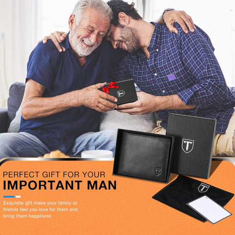 Mens RFID Blocking Orange Leather Wallet with 11 Card Slots, 2 Bill Compartments, Coin Pocket