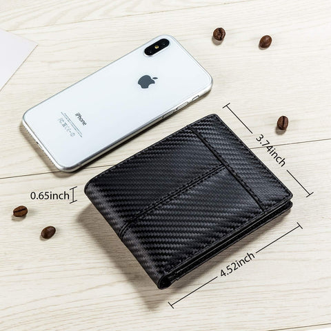 RFID Leather Bifold Wallet for Men with ID Window and Card Holders