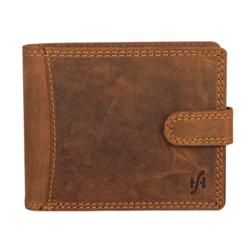 Men's Vintage Distressed Brown Leather Wallet with RFID Protection and Gift Box