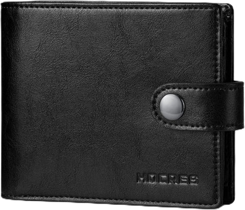 Men's RFID Blocking Leather Wallet with 11 Card Slots, 2 Banknote Compartments, Coin Pocket