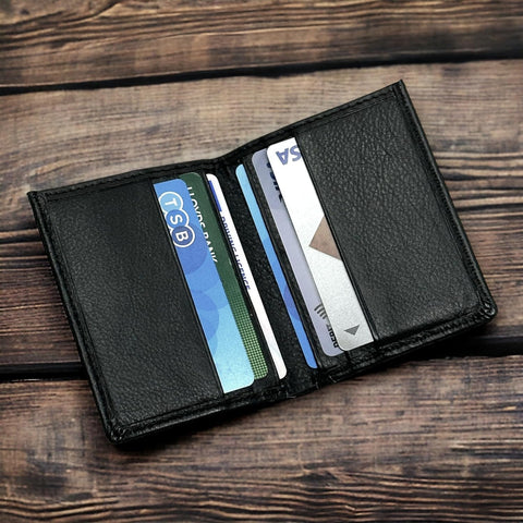 RAS Men's Compact Black Leather RFID Wallet with Card Slots and Cash Pocket