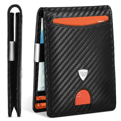 Sleek RFID Blocking Carbon Fiber Leather Wallet for Men with 12 Card Slots