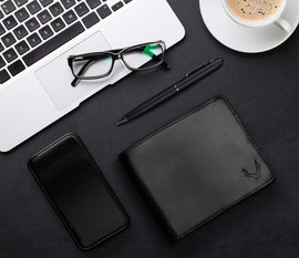 Mens Slim Wallet with RFID Protection 9 Card Slots & ID Window