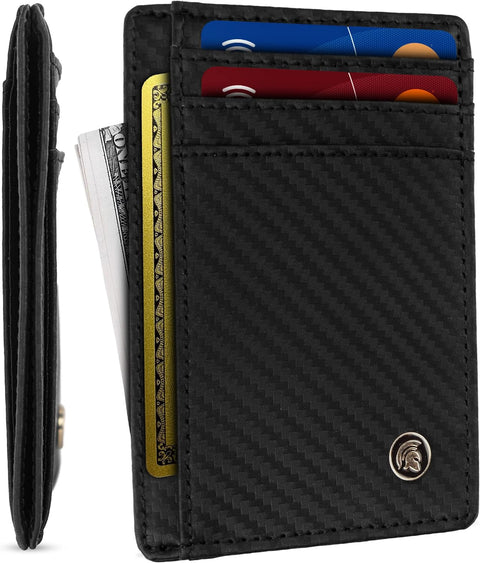 Mens Stylish RFID Blocking Genuine Leather Wallet with Carbon Fibre Design for Ultimate Security