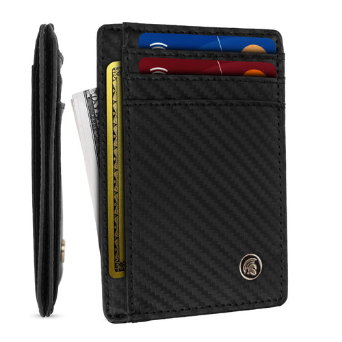 Mens Stylish RFID Blocking Genuine Leather Wallet with Carbon Fibre Design for Ultimate Security