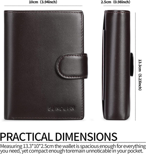 Multifunctional Men's RFID Blocking Leather Wallet with Trifold Design - Brown