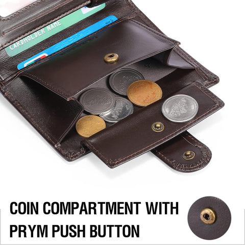 Multifunctional Men's RFID Blocking Leather Wallet with Trifold Design - Brown