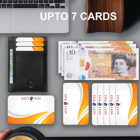 Stylish Leather Slim Wallet with RFID Blocking Technology for Cards and Bank Notes