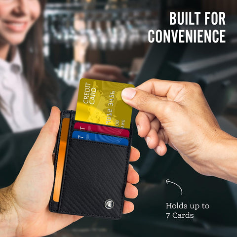 Mens Stylish RFID Blocking Genuine Leather Wallet with Carbon Fibre Design for Ultimate Security