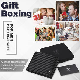 Mens Leather Wallet with RFID Blocking and Coin Pocket, 8 Card Slots