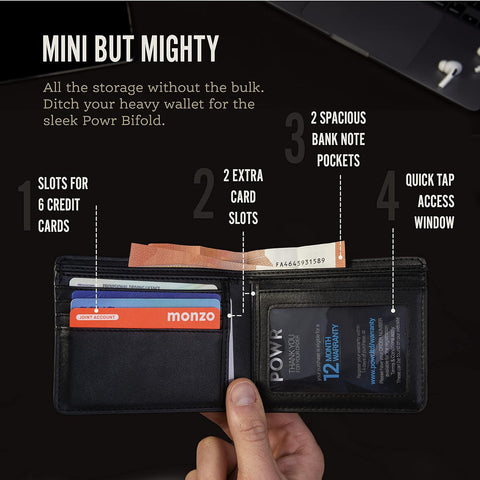 Men's RFID Blocking Leather Wallet with 6 Card Slots and ID Window Slot