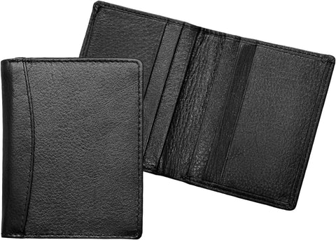 RAS Men's Compact Black Leather RFID Wallet with Card Slots and Cash Pocket