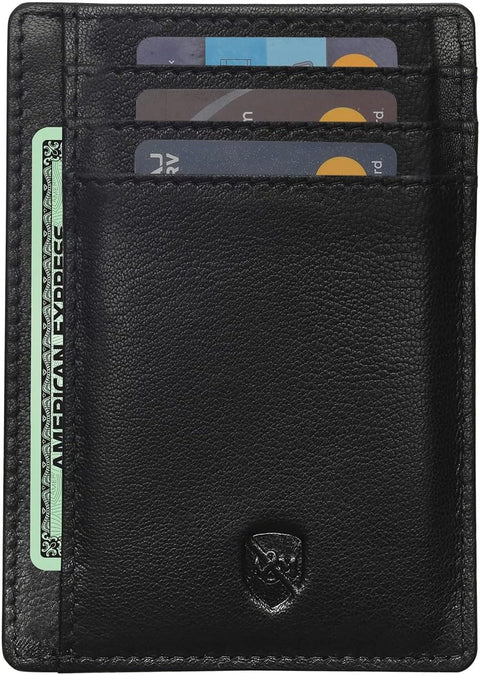 Stylish Leather Slim Wallet with RFID Blocking Technology for Cards and Bank Notes