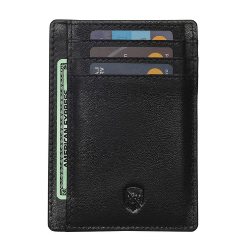 Stylish Leather Slim Wallet with RFID Blocking Technology for Cards and Bank Notes