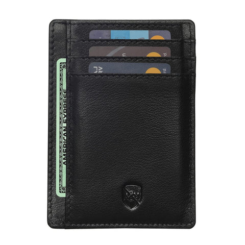 Stylish Leather Slim Wallet with RFID Blocking Technology for Cards and Bank Notes