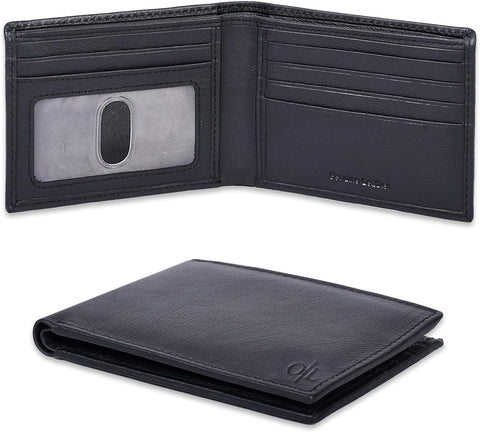 Sleek Leather Wallet with RFID Protection & Gift Box | Stylish Mens Billfold