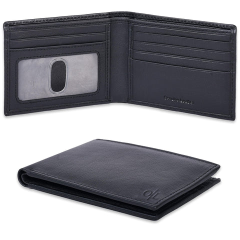 Sleek Leather Wallet with RFID Protection & Gift Box | Stylish Mens Billfold