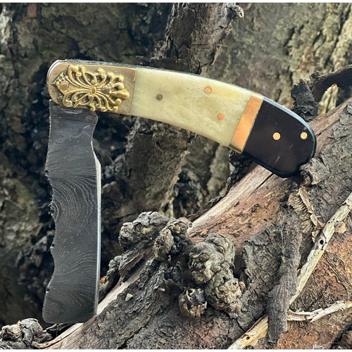 Handmade Beautifully Damascus Steel Pocket Folding Knife - Best gift for Boyfriend, Father's Day & Birthday