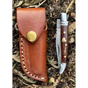 Handmade Rosewood Brass and Steel Damascus Pocket Folding Knife