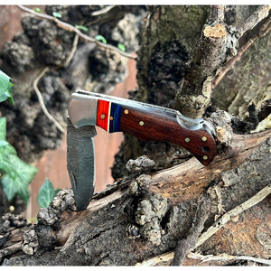 Handmade Rosewood Handle Damascus Steel Pocket Folding Knife