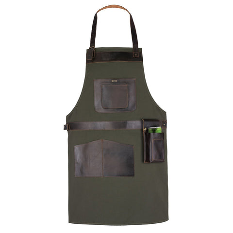 BBQ, Blacksmith, Grill, Woodwork, Chef, Butcher Canvas Apron with Leather Straps -