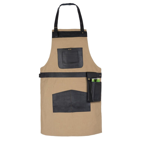 BBQ, Blacksmith, Grill, Woodwork, Chef, Butcher Canvas Apron with Leather Straps -