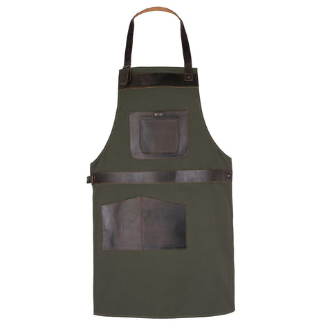 BBQ, Blacksmith, Grill, Woodwork, Chef, Butcher Canvas Apron with Leather Straps -