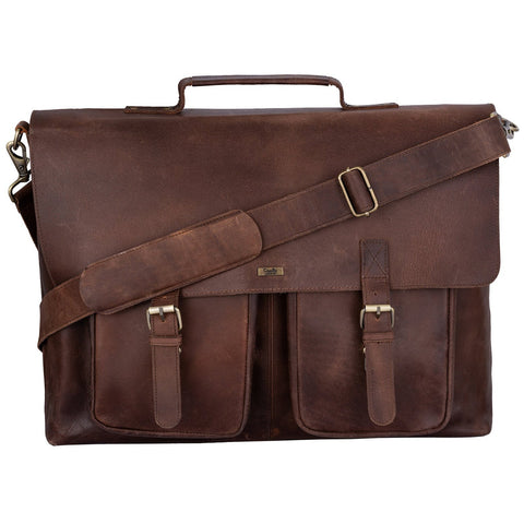 Brown Leather briefcase Laptop Messenger Bags for Men & Women - Office File Folder Bag -