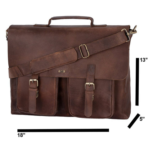 Brown Leather briefcase Laptop Messenger Bags for Men & Women - Office File Folder Bag -