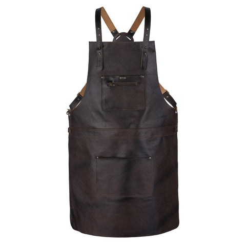 High Quality Cross Back Leather Apron - Butcher Apron - BBQ Apron -