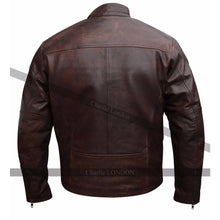 Load image into Gallery viewer, Kirk Motorcycle Star Trek Vintage Brown Leather Jacket -