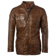 Load image into Gallery viewer, Mens 3/4 Soft Vintage Brown Leather Brontes Jacket -
