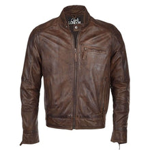 Load image into Gallery viewer, Mens Ashwood Biker Style Vintage Brown Leather Jacket -