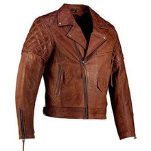 Load image into Gallery viewer, Mens Ashwood Diamond Vintage Brown Biker Style Leather Jacket -