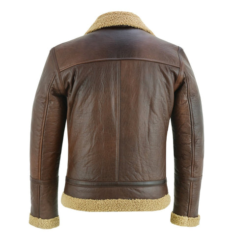 Men's Aviator Style Black Bomber Flying Pilot Fur Jacket -
