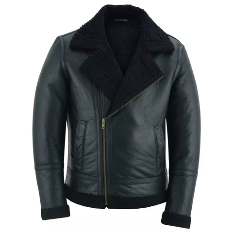 Men's Aviator Style Brown Bomber Flying Pilot Fur Jacket -