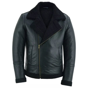 Men's Aviator Style Brown Bomber Flying Pilot Fur Jacket -