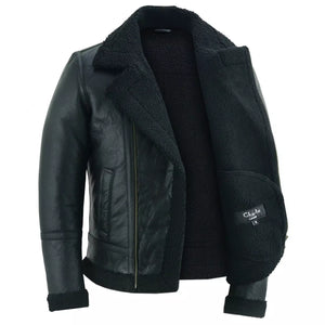 Men's Aviator Style Brown Bomber Flying Pilot Fur Jacket -