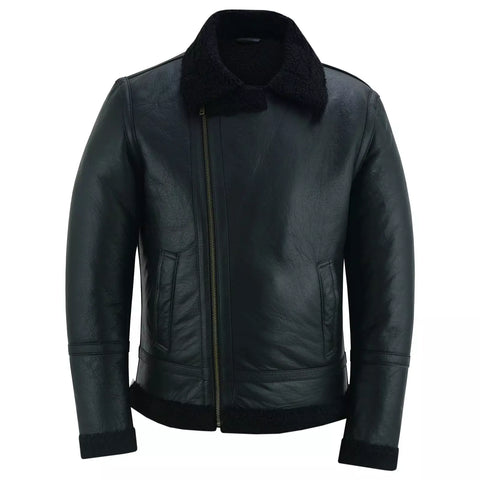 Men's Aviator Style Brown Bomber Flying Pilot Fur Jacket -