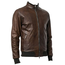 Load image into Gallery viewer, Mens Bomber Zipped Smart Leather Jacket -