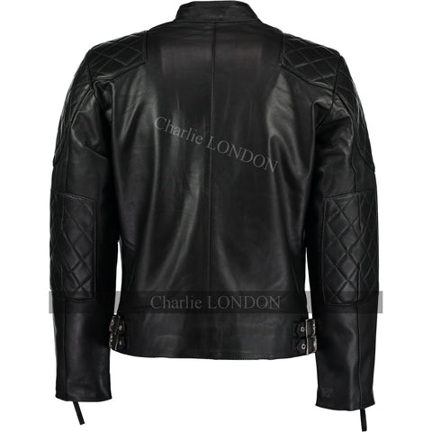 Mens David Beckham Black Stannard Leather Jackets -